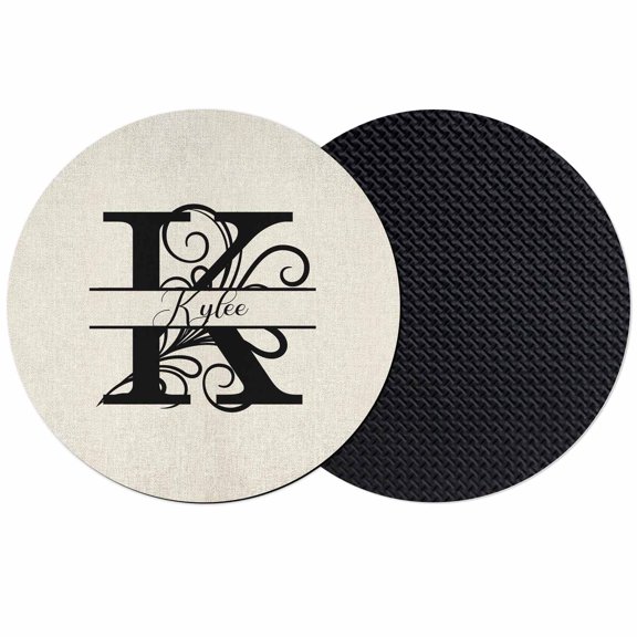 Letter K Coasters Set of 2, Soft Absorbent Coasters for Drinks, Monogram Words Non-Slip Cup Coaster Mat with Rubber Bottom for Home Kitchen Desk Coffee Bar Table Decor 4"