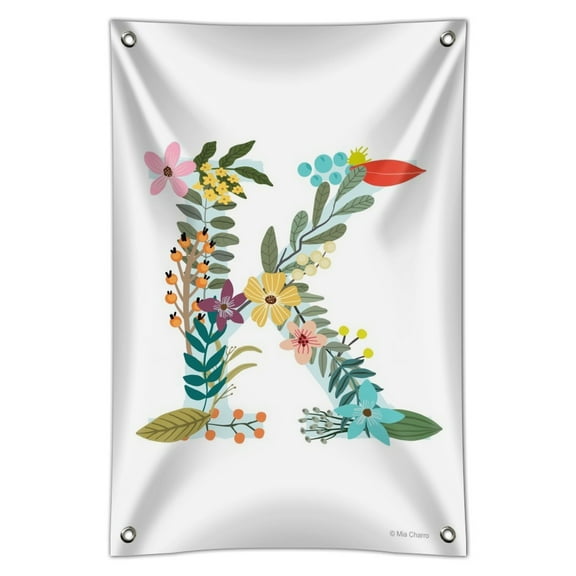 Letter K Floral Monogram Initial Home Business Office Sign