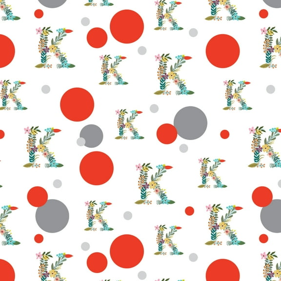Letter K Floral Monogram Initial Premium Gift Wrap Wrapping Paper Roll