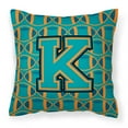 thumbnail image 1 of Letter K Football Aqua, Orange and Marine Blue Fabric Decorative Pillow, 1 of 4