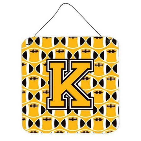 Letter K Football Black, Old Gold & White Wall or Door Hanging Prints