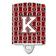 thumbnail image 1 of Letter K Football Cardinal & White Ceramic Night Light, 1 of 1