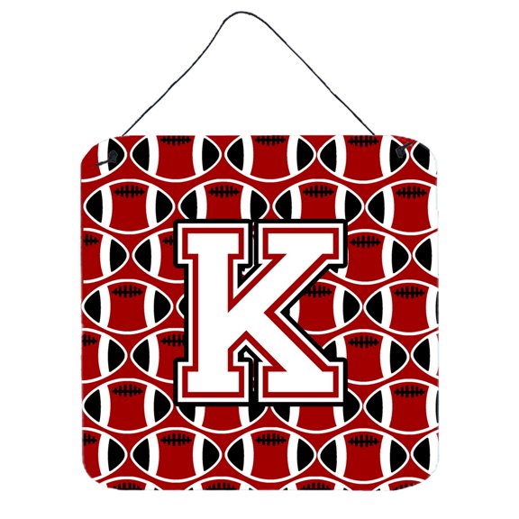 Letter K Football Cardinal and White Wall or Door Hanging Prints