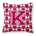 thumbnail image 1 of Letter K Football Crimson, grey and white Fabric Decorative Pillow, 1 of 4