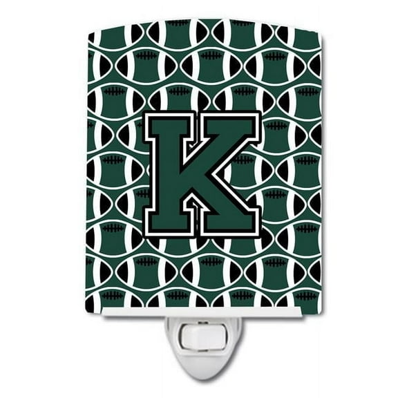 Letter K Football Green & White Ceramic Night Light
