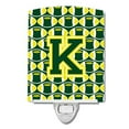 thumbnail image 1 of Letter K Football Green & Yellow Ceramic Night Light, 1 of 1