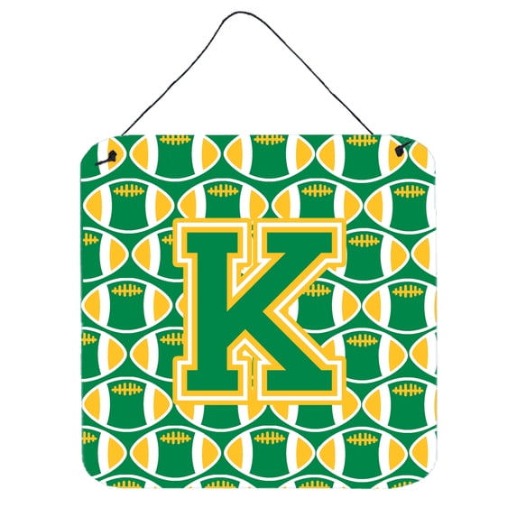 Letter K Football Green and Gold Wall or Door Hanging Prints