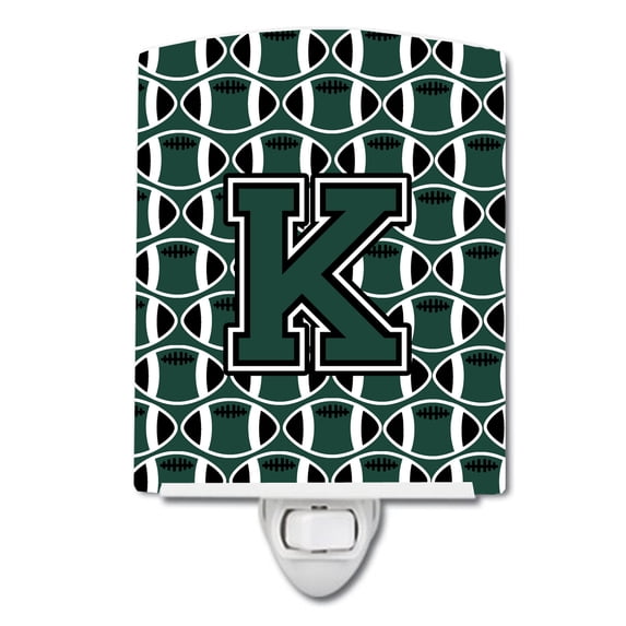 Letter K Football Green and White Ceramic Night Light