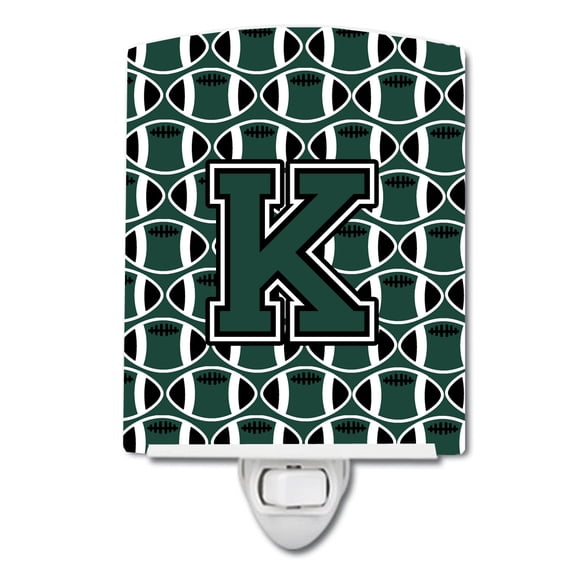 Letter K Football Green and White Ceramic Night Light