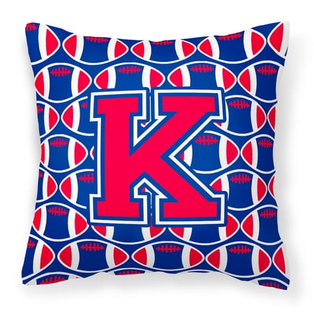 Letter K Football Harvard Crimson and Yale Blue Fabric Decorative Pillow