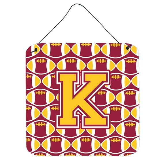 Letter K Football Maroon and Gold Wall or Door Hanging Prints