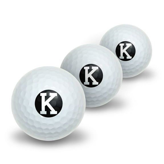 Letter K Initial Black White Novelty Golf Balls 3 Pack