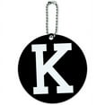 thumbnail image 1 of Letter K Initial Black White Round Luggage ID Tag Card for Suitcase or Carry-On, 1 of 1