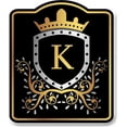 thumbnail image 1 of Letter K Initial Fancy Gold Crown BLACK Aluminum Composite Sign 15''x18'', 1 of 2