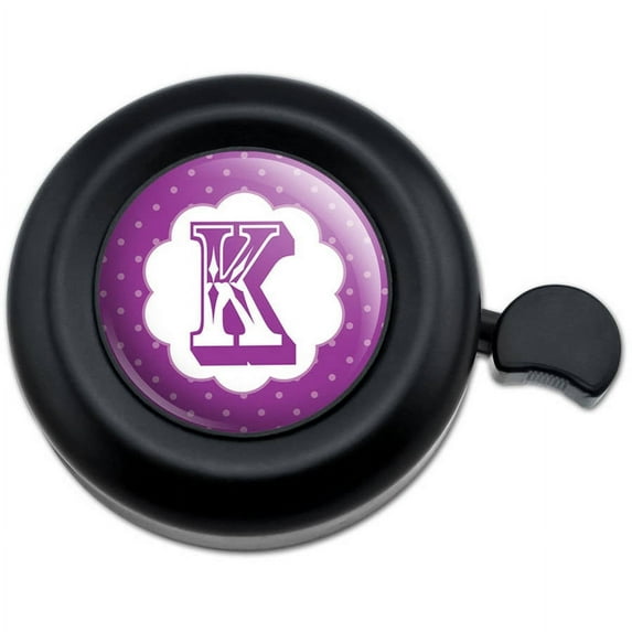 Letter K Initial Flower Purple Bicycle Handlebar Bike Bell
