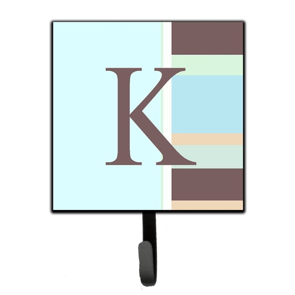 Letter K Initial Monogram - Blue Stripes Leash or Key Holder