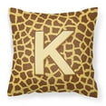 thumbnail image 1 of Letter K Initial Monogram - Giraffe Fabric Decorative Pillow, 1 of 4