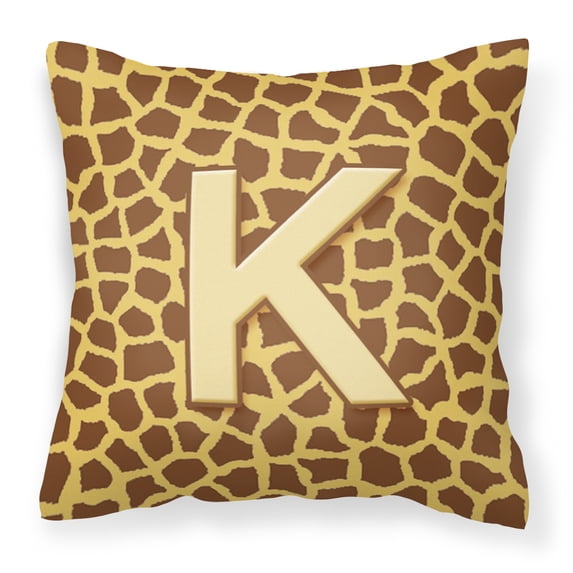Letter K Initial Monogram - Giraffe Fabric Decorative Pillow