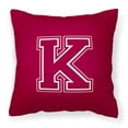 thumbnail image 1 of Letter K Initial Monogram - Maroon and White Fabric Decorative Pillow, 1 of 4