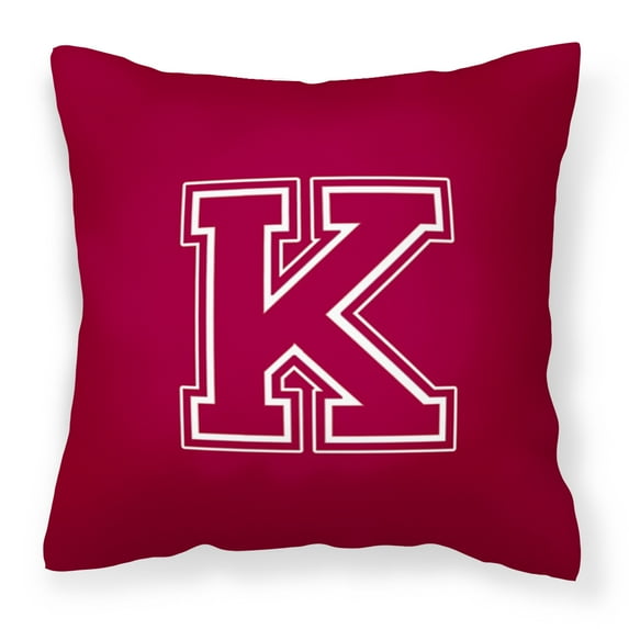 Letter K Initial Monogram - Maroon and White Fabric Decorative Pillow