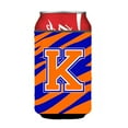 thumbnail image 1 of Letter K Initial Monogram - Tiger Stripe - Blue Orange Can Or Bottle  Hugger, 1 of 1