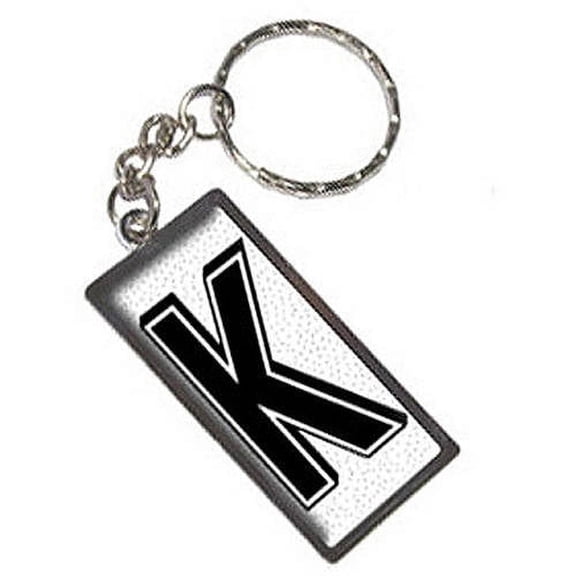 Letter K Initial Sprinkles Black White Keychain Key Chain Ring