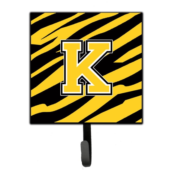 Letter K Initial Tiger Stripe - Black Gold Leash or Key Holder