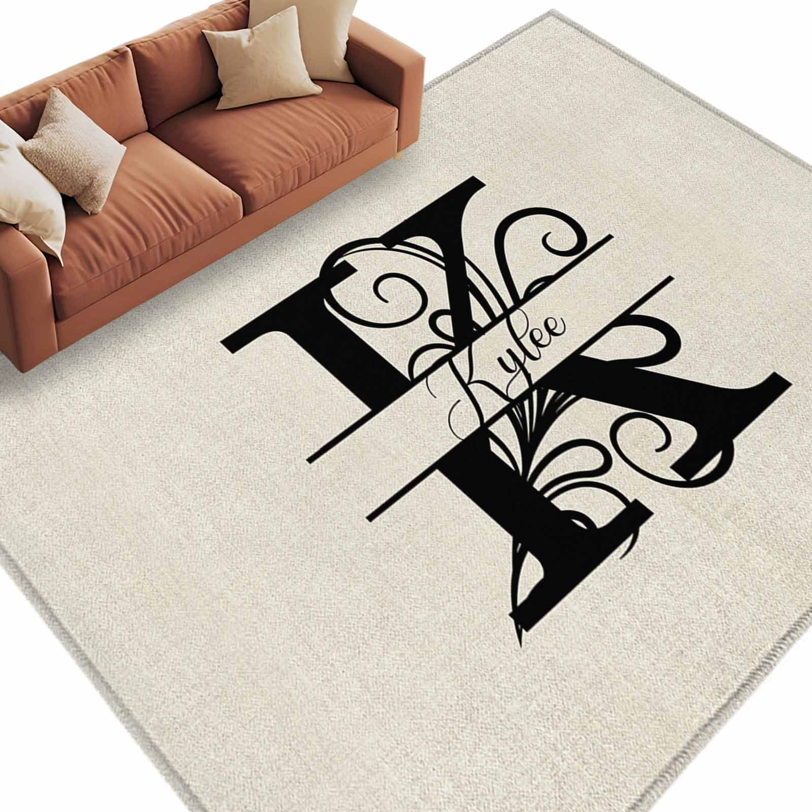 Letter K Large Area Rugs for Bedroom Living Room, Soft Non Slip Carpet ...