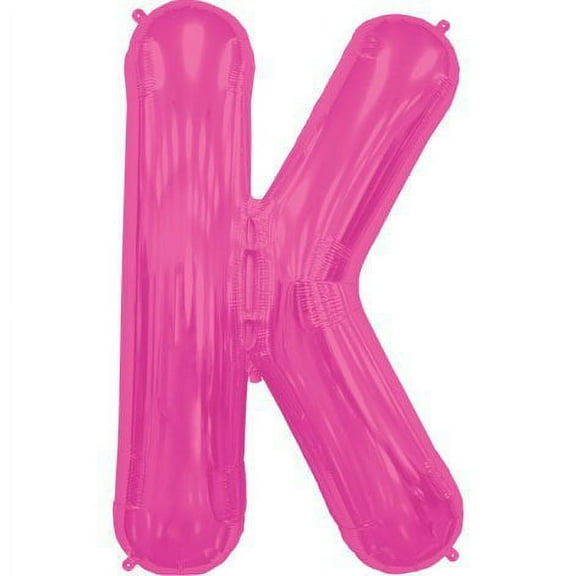 Letter K - Magenta Helium Foil Balloon - 34 inch