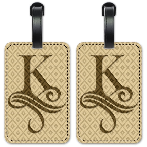 Letter "K" Monogram - Luggage ID Tags / Suitcase Identification Cards - Set of 2