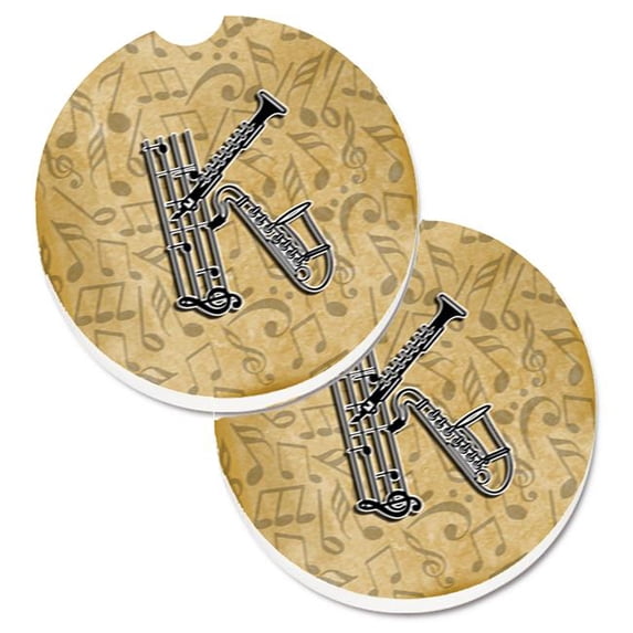 Letter K Musical Instrument Alphabet Set of 2 Cup Holder Car Coaster