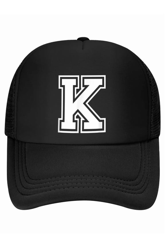 Letter K Name Initial Varsity Alphabet Monogram Baseball Cap