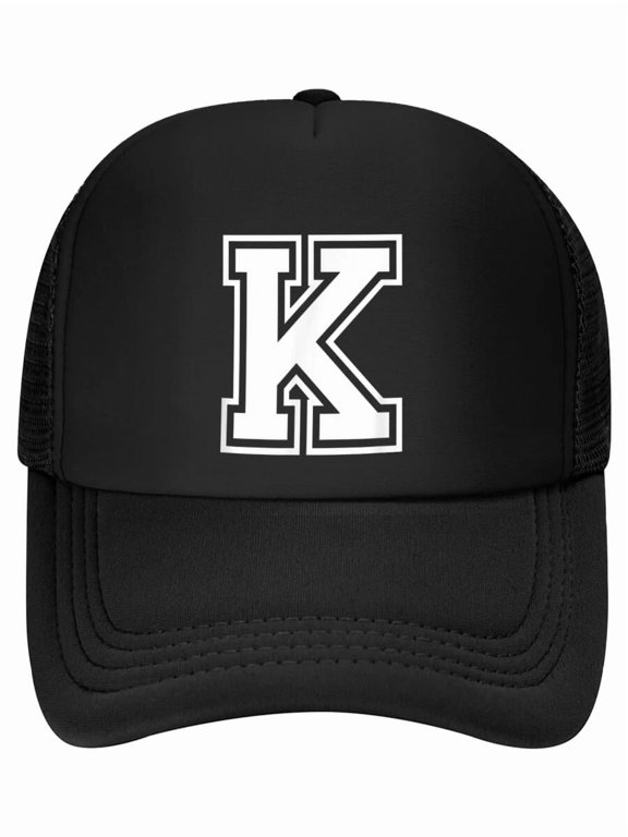 Letter K Name Initial Varsity Alphabet Monogram Baseball Cap