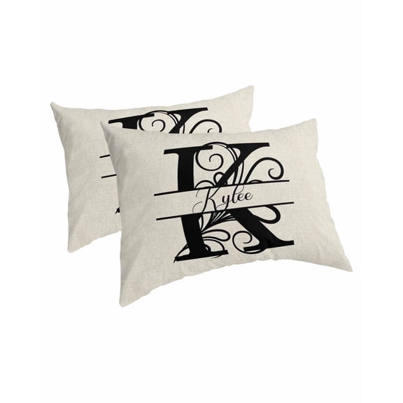 Letter K Pillow Covers King Size 2 Pack, Monogram Words Soft Bed Throw Pillowcases Breathable Cooling Long Lumbar Body Pillow Sham Cover for Bed Sofa 20''x36''