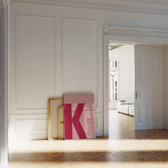 Letter K Pink Bold Alphabet Minimalist Capital Initial Preppy Monogram Sign