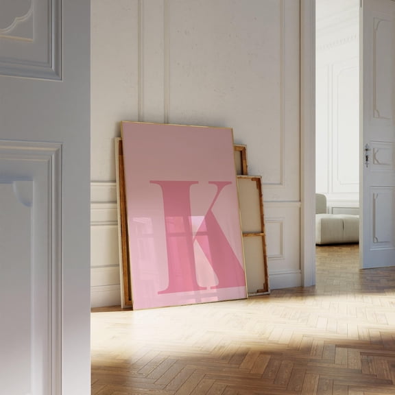 Letter K Poster, Preppy Initial Wall Art, Unframed Paper Poster 24x36in