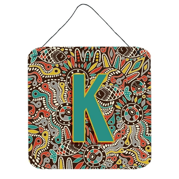 Letter K Retro Tribal Alphabet Initial Wall or Door Hanging Prints