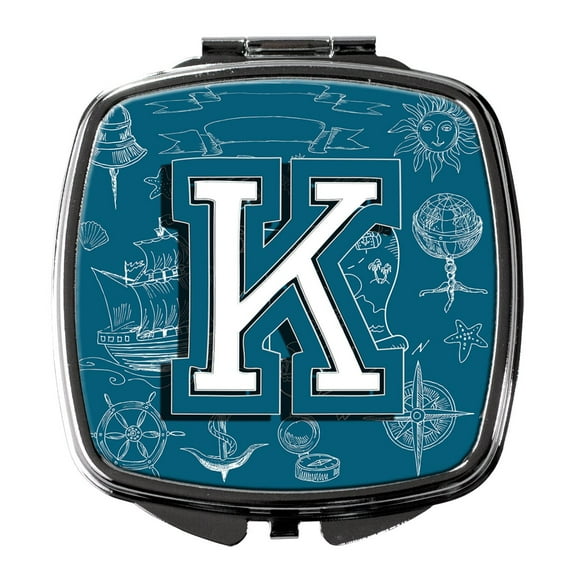 Letter K Sea Doodles Initial Alphabet Compact Mirror