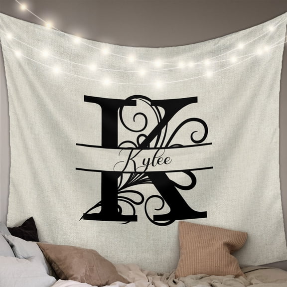 Letter K Small Tapestry for Bedroom Wall Hanging Tapestry, Monogram Words Ceiling Backdrop Tapestries Poster Blanket Wall Decor for Teens Room Living Room Dorm 23" x 28"