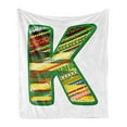 thumbnail image 1 of Letter K Soft Flannel Fleece Blanket, Words K Letter with Fern Green Fun Childish St. Patrick Celebration Colors Image, Cozy Plush for Indoor and Outdoor Use, 60" x 80", Multicolor, by Ambesonne, 1 of 5