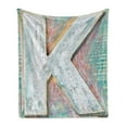 thumbnail image 1 of Letter K Soft Flannel Fleece Throw Blanket, Scratched Looking Typographic Element Uppercase K Printing Theme Rough Vintage, Cozy Plush for Indoor and Outdoor Use, 70" x 90", Multicolor, by Ambesonne, 1 of 6