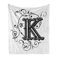 thumbnail image 1 of Letter K Soft Flannel Fleece Throw Blanket, Uppercase Design from Medieval Times Typography Sign Alphabet Pattern, Cozy Plush for Indoor and Outdoor Use, 60" x 80", Black Grey White, by Ambesonne, 1 of 6