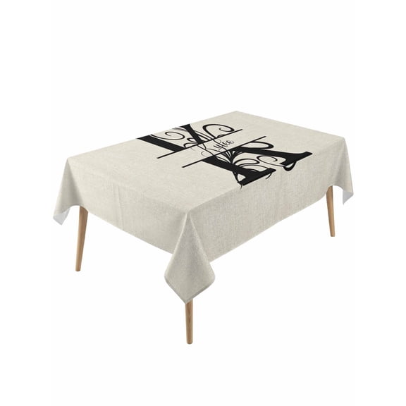 Letter K Table Cloth, Monogram Words Waterproof Tablecloth for Rectangle Tables, Reusable Washable Fabric Table Cover for Restaurant Kitchen Dining Tables 60"x120"