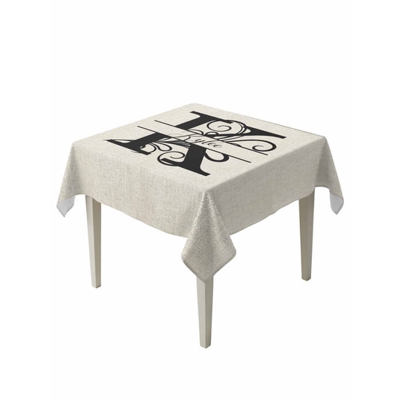 Letter K Table Cloth, Monogram Words Waterproof Tablecloth for Square Tables, Reusable Washable Fabric Table Cover for Restaurant Kitchen Dining Tables 60"x60"