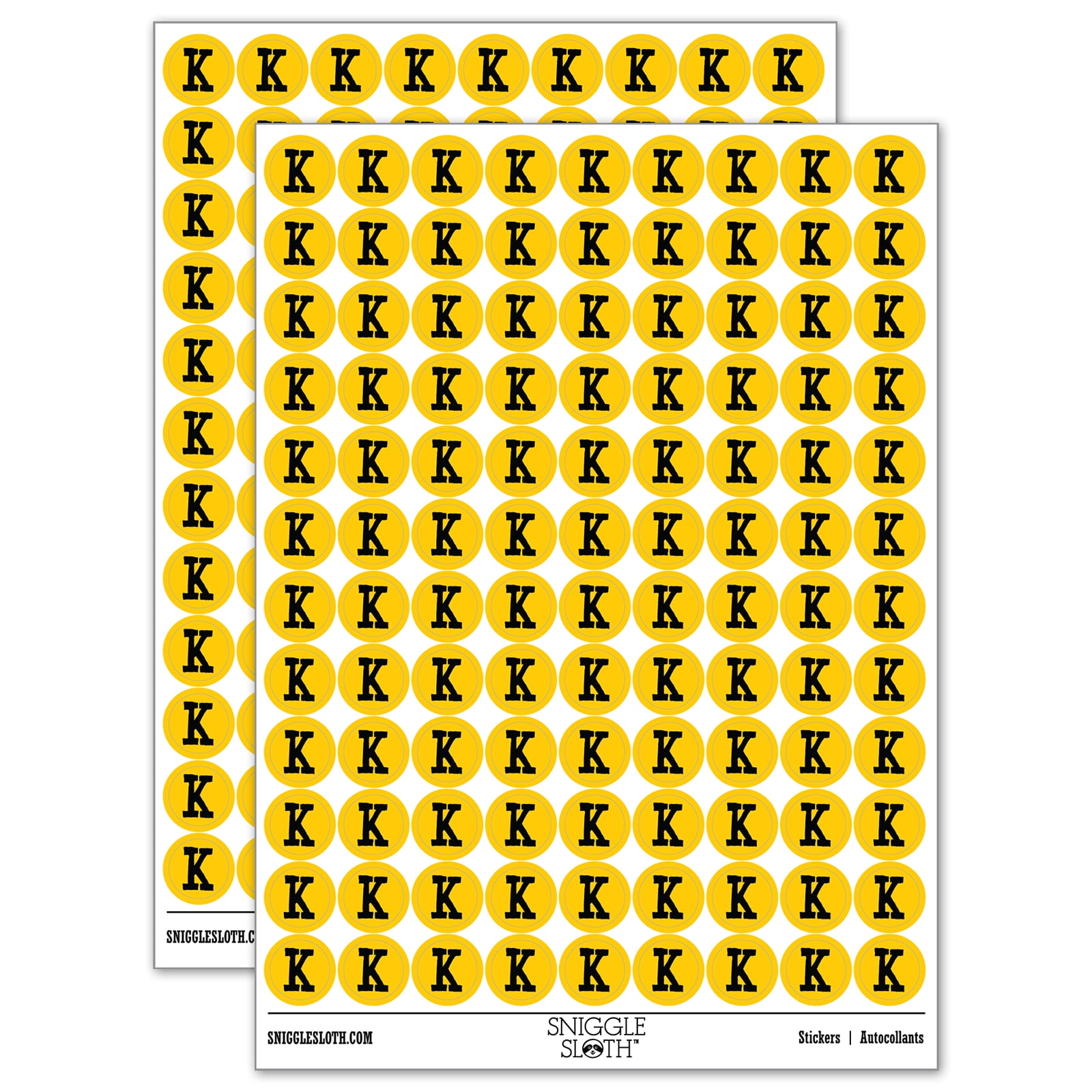 Letter K Uppercase Cute Typewriter Font 200+ Round Stickers - Yellow ...