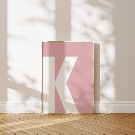 Letter K Wall Art Initial Nursery Bold Capital Alphabet Apartment Decor Vintage Style