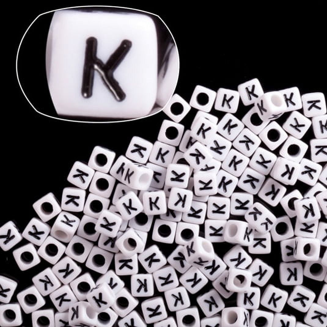 Vowel Letter Beads Alphabet Bulk Wholesale 6mm Cube Assorted Lot White  Black 50
