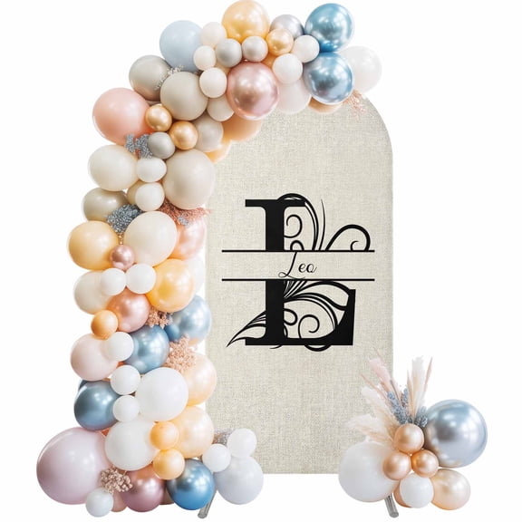Letter L Arch Backdrop Cover 4x1.65 Ft, Spandex Wedding Arch Stand Cover, Monogram Words Round Top Stretch Fitted Background Covers for Birthday Ceremony Party Decor