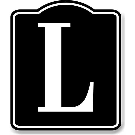 Letter L Bin Aisle Row Marker Label BLACK Aluminum Composite Sign, 8.5"x10"