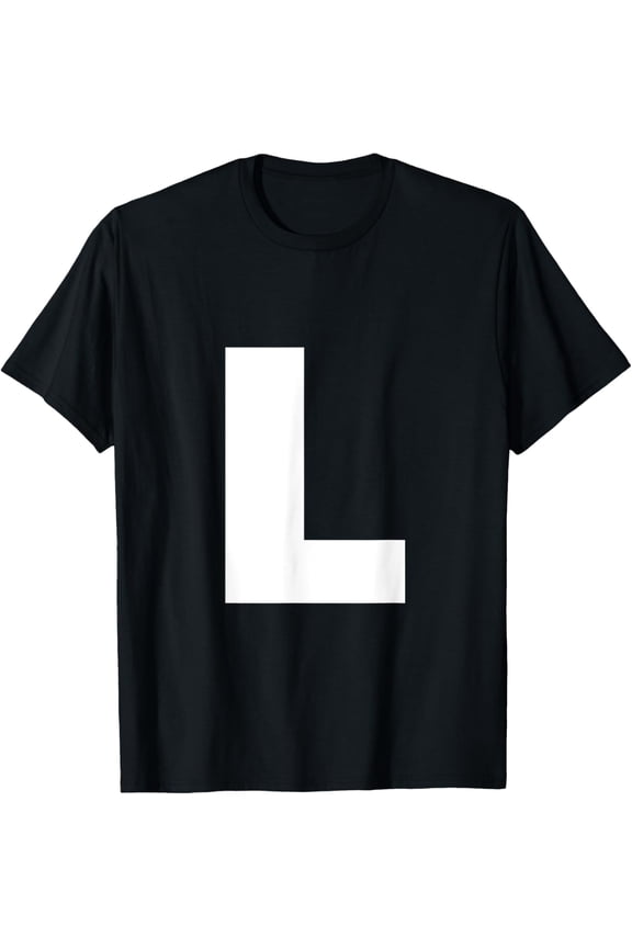 Letter L Capital Alphabet Monogram Initial T-Shirt men and women can wear, black, white, gifts